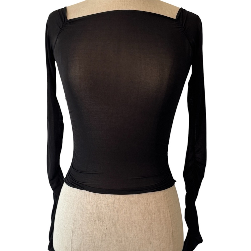 Zara Black Mesh Long Sleeve Top